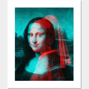 Monna Lisa with a Pearl Earring Interactive Red&Blue Filter Posters and Art